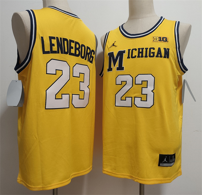 Men's Michigan Wolverines #23 Yaxel Lendeborg Yellow 2026 Vapor Limited Stitched Football Jersey